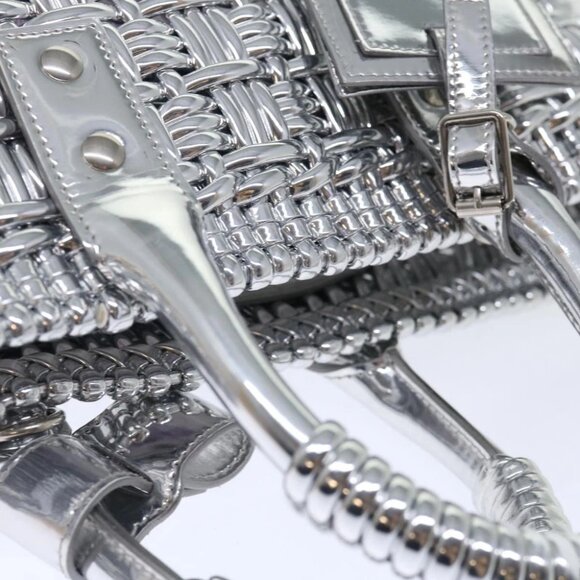 BALENCIAGA Bistro XS Hand Bag Wicker 2way Silver 671342 Auth 71589A - Picture 7 of 15